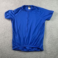 REI Cycle Jersey Men's L Made in USA Blue Short Sleeve Lightweight Performance*