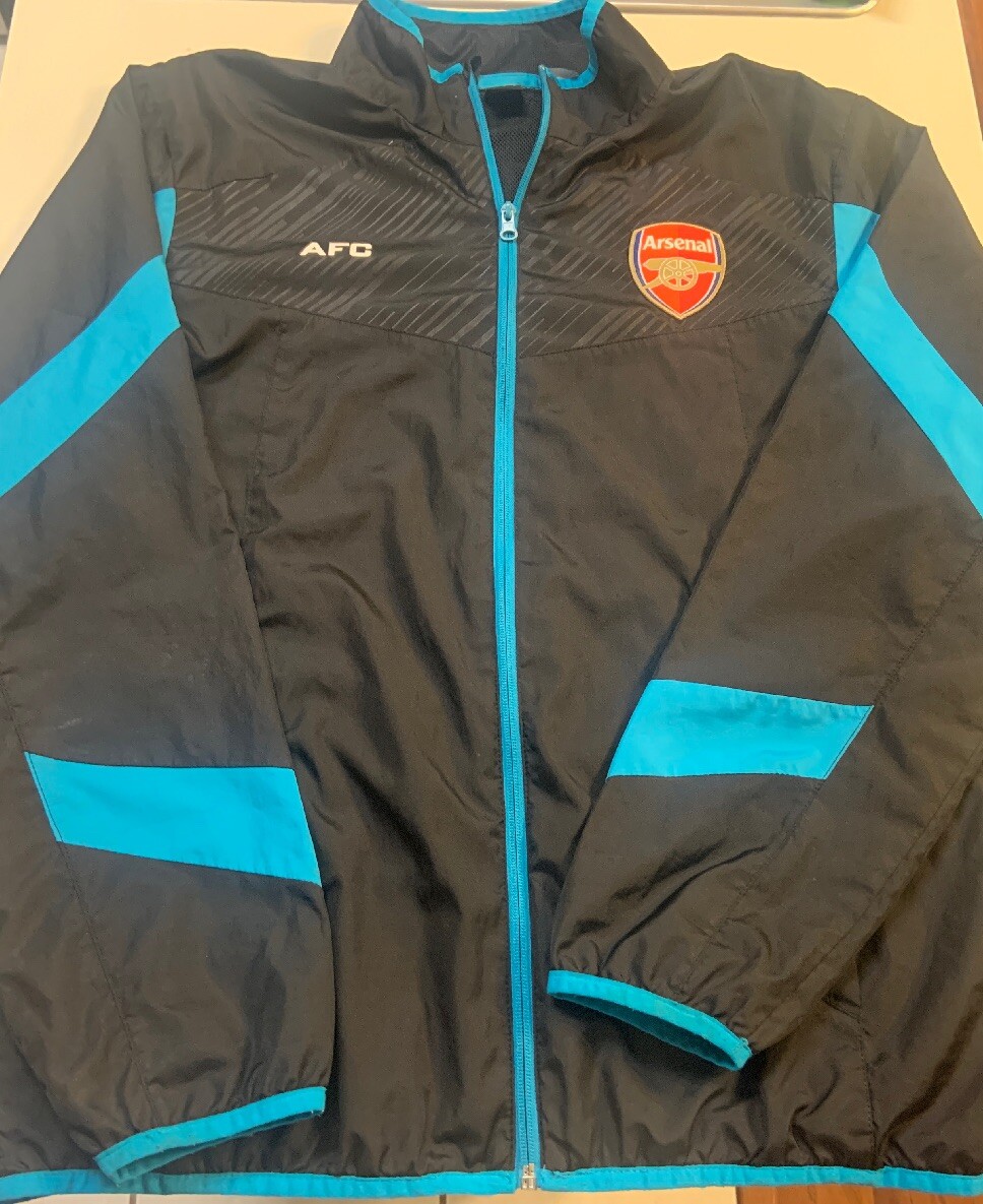 Men's Arsenal AFC Mens Windbreaker M Black Turquoise Jacket Coat