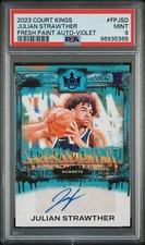 PSA 9 - JULIAN STRAWTHER #/49 Auto - 2023 Court Kings Fresh Paint Rookie VIOLET