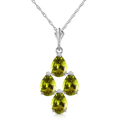 14K. SOLID GOLD NECKLACE WITH NATURAL PERIDOTS (White Gold)