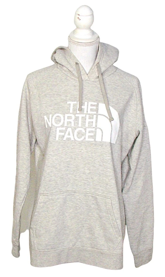 Sudadera con capucha para mujer The North Face gris grande logotipo deletreado letras blancas talla grande Foto 2 de 4