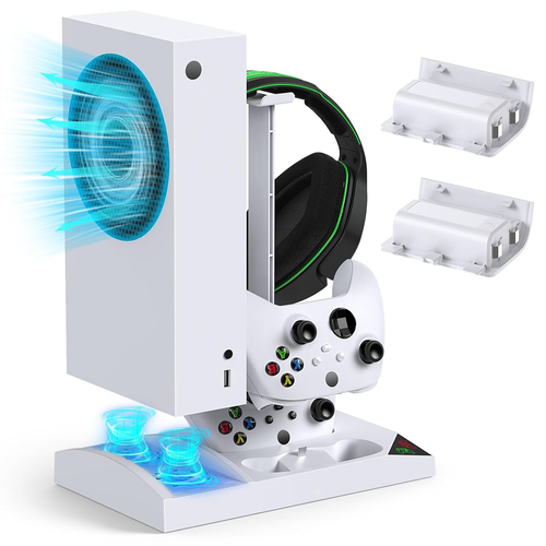 Charger Stand Cooling Fan for Xbox Series S Console & Controller,Vertical Dual C