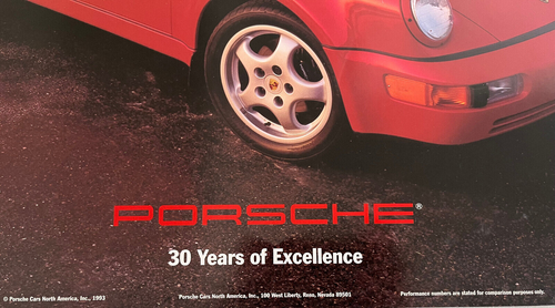 Porsche 30th 911 ANNIVERSARY 964 CARRERA 4 GROSSKÖRPER COUPÉ POSTER 1994 USA NEU - Bild 2 von 2