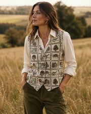 Vintage On the Verge Tapestry Vest Women L Cabin Woodland Cottagecore Made USA