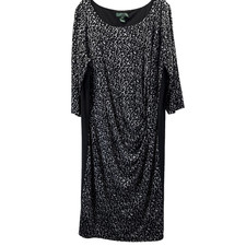 Lauren Ralph Lauren Women's Dress 18W Sinched Black White Side Inserts Slimming