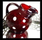Vintage Ball Ruby Red Tilted Pitcher Ice Lip Anchor Hocking Depression Glass #55