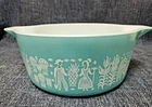 Vintage Pyrex 475-B Turquoise Blue Amish Butterprint 2 1/2 qt Casserole Bowl