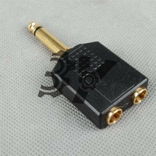 1PCS 6.35mm MONO male plug to 2×6.35mm MONO Female jack adapter 1/4" *su