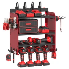 Power Tool Organizer Wall Mount with Charging Station, Garage 4 Drill Storage...