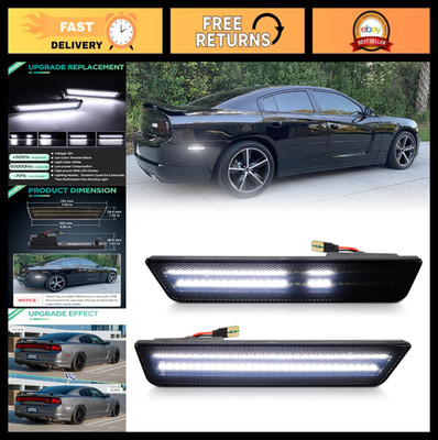 Dynamic White LED Side Marker Lights, Smoked Lens, Dual Row - 2008-2014 Dodge Ch