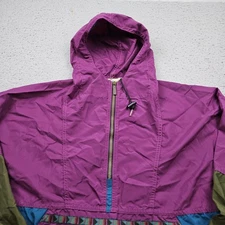 Vintage LL Bean Jacket Womens Large Purple Black Full Zip Long Sleeve Outdoor