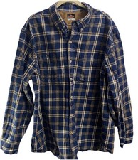 Ridgecut Toughwear Men's Button-up Blue  Brown Plaid Flannel Shirt Sz.L