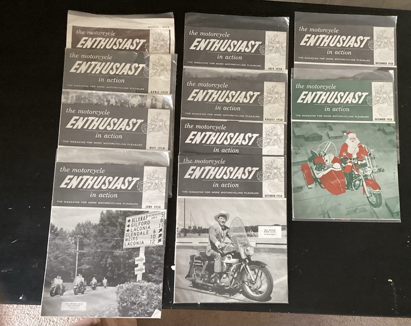 1958 The Motorcycle ENTHUSIAST Magazine Collection March thru December