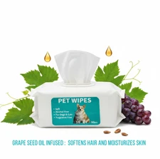 Wipes for Dogs and Cats, Hypoallergenic, Cleaning, Grooming Paws, Body and Butt
