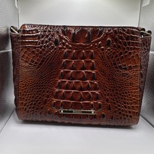 Brahmin Crossbody Pecan Crocodile Embossed Melbourne Gold Hardware Dust Bag