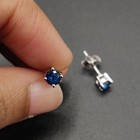 4mm Round Cut Simulated Blue Sapphire Stud Earrings 14K White Gold Plated #43 — photo 1