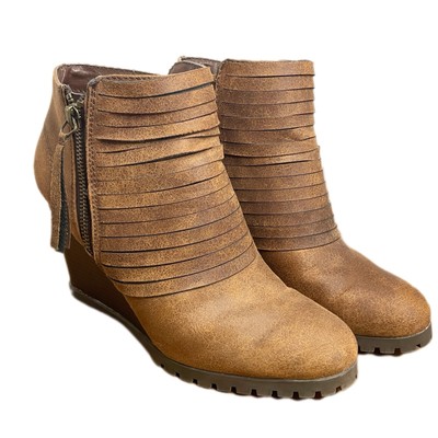 Sugar Boots Womens 8M Tempe Ankle Bootie 404203 Brown Fabric Zip NEW
