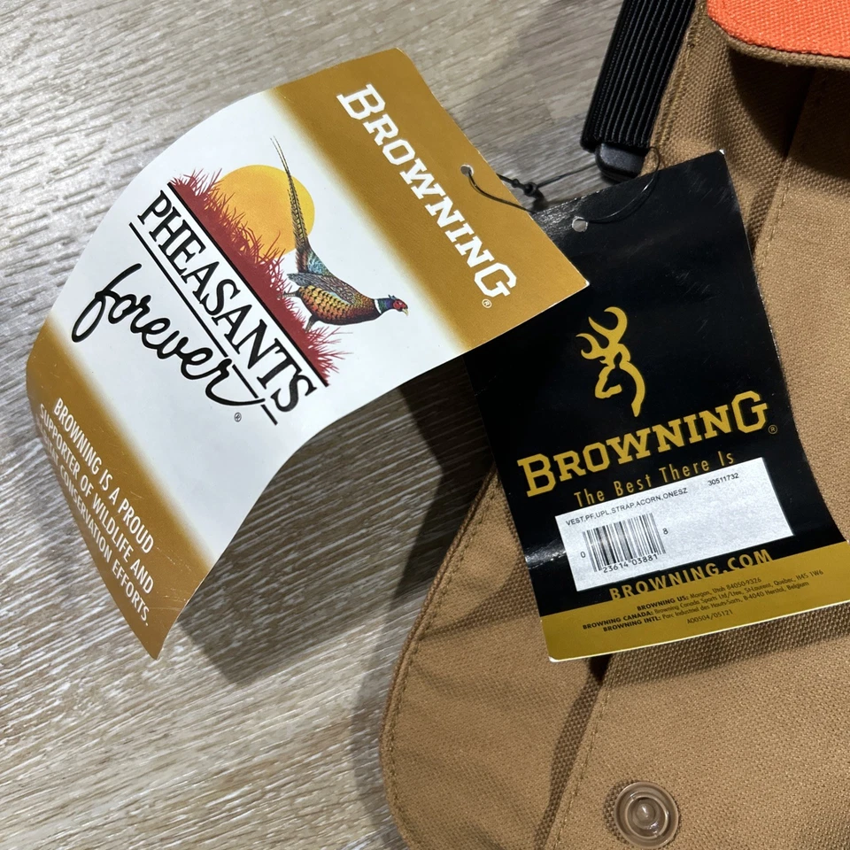 NEW Browning Upland Vest Bird "Pheasants Forever” Embroidered Adjustable Orange - Image 3 of 4