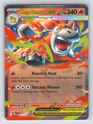 Mega Camerupt ex 022/132 Double Rare Mega Evolution Pokemon Holo Lightly Played