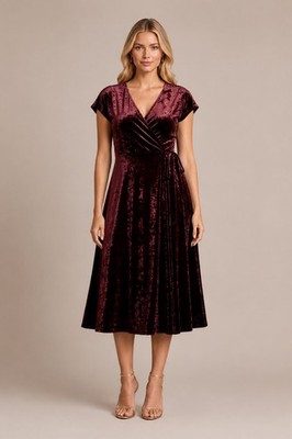 Tahari Arthur S. Levine Womens Luxe Velvet Midi Dress Size 14 Witchy Whimsigoth