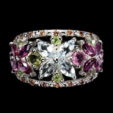 925 Sterling Silver Ring Marquise Aquamarine Peridot Sapphire Gemstone Jewelry