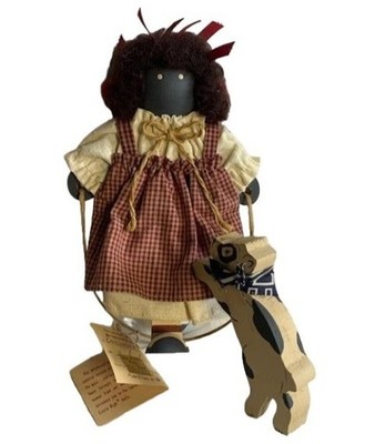 Lizzie High Wooden Handcrafted Folk Doll Nettie Brown with Tag
