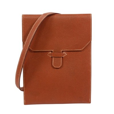 HERMES Amelie Courchevel Shoulder bag Brown Leather