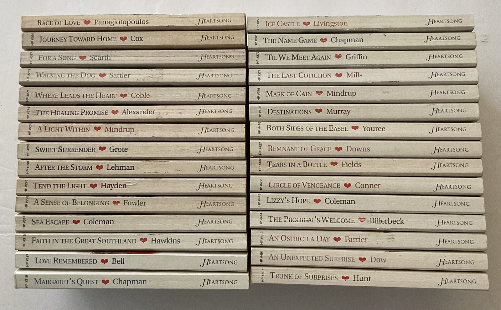 1998-2002 HEARTSONG PRESENTS lot of 30 Inspirational Romance pb 261-507