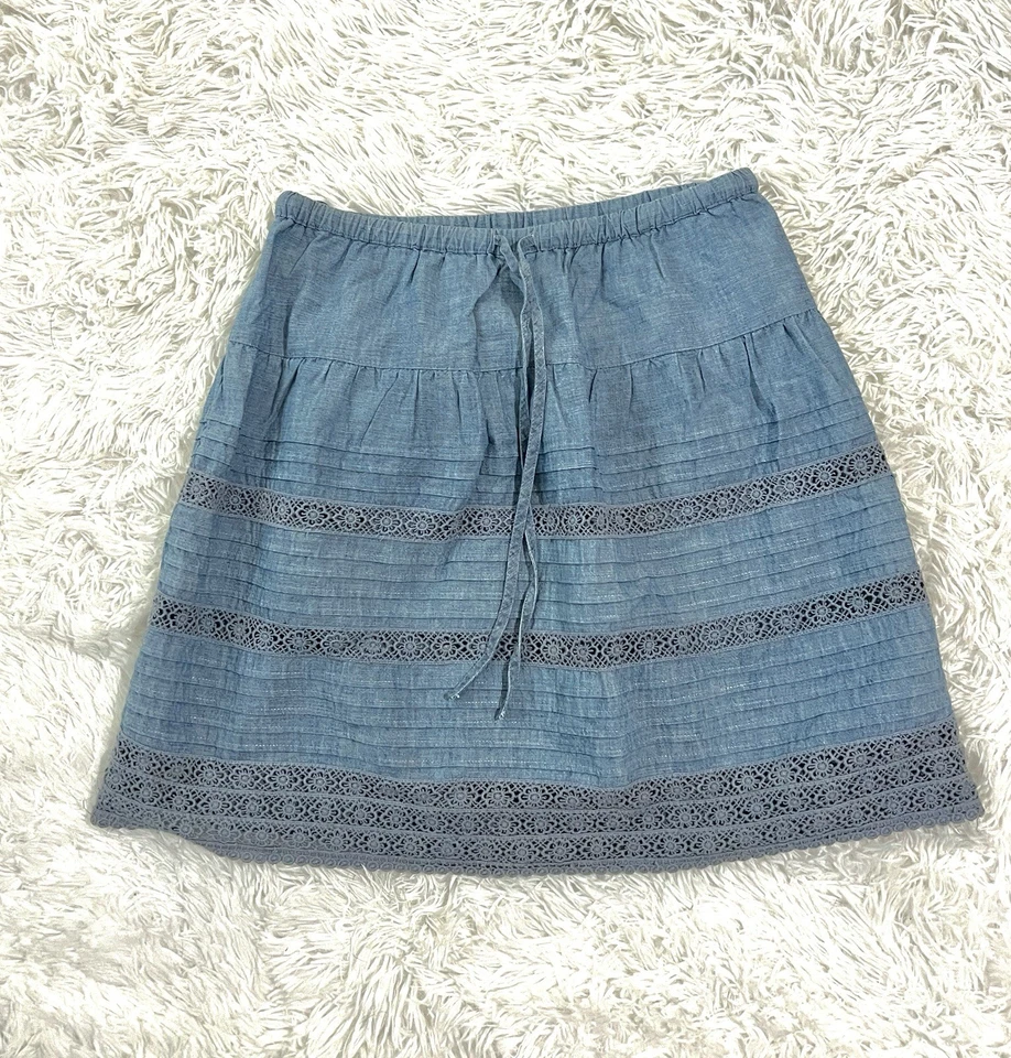 Lucky Womens Chambray Skirt size XS Blue Western Cowgirl Country Girl Pull On - Image 2 of 4