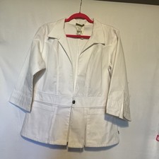 Urbane Scrub Mid Quarter Sleeve One Button White Lab Coat Medium