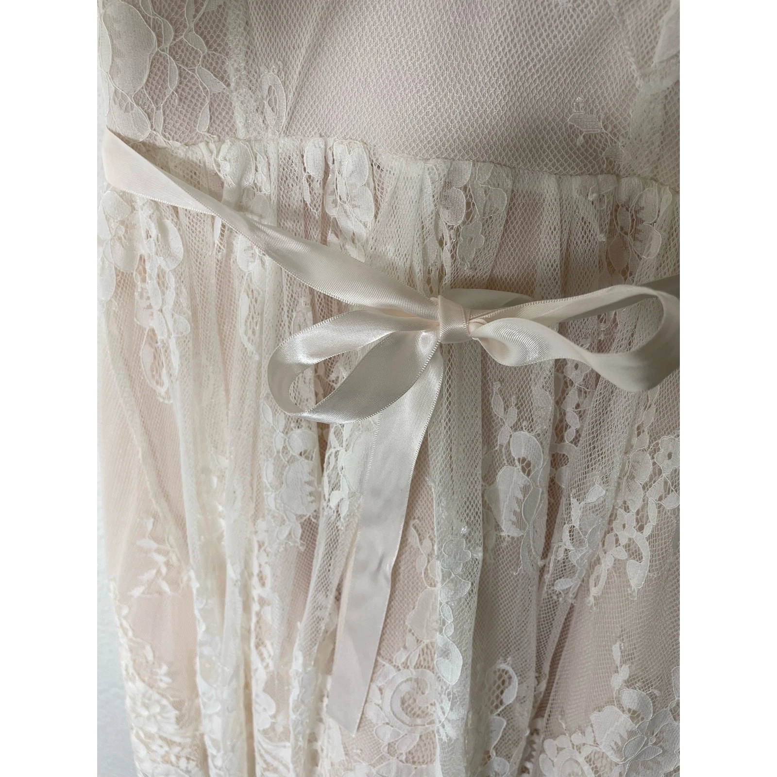 VETEMENTS Boutique Abito Pizzo Crema e Beige Bambina Tg 6 Occasioni Speciali Matrimonio