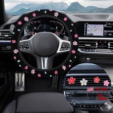 Cute Embroidery Flower Steering Wheel Cover, Non-Slip Floral Steering Wheel