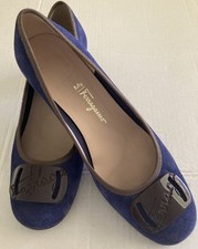 Salvatore Ferragamo Blue Buckle Pumps