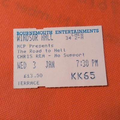 Chris Rea Ticket Stub  road to hell tour Bournemouth 