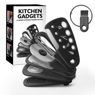 Kitchen Gadgets Set 6 Pieces, Space Saving Cooking Tools Small, Black