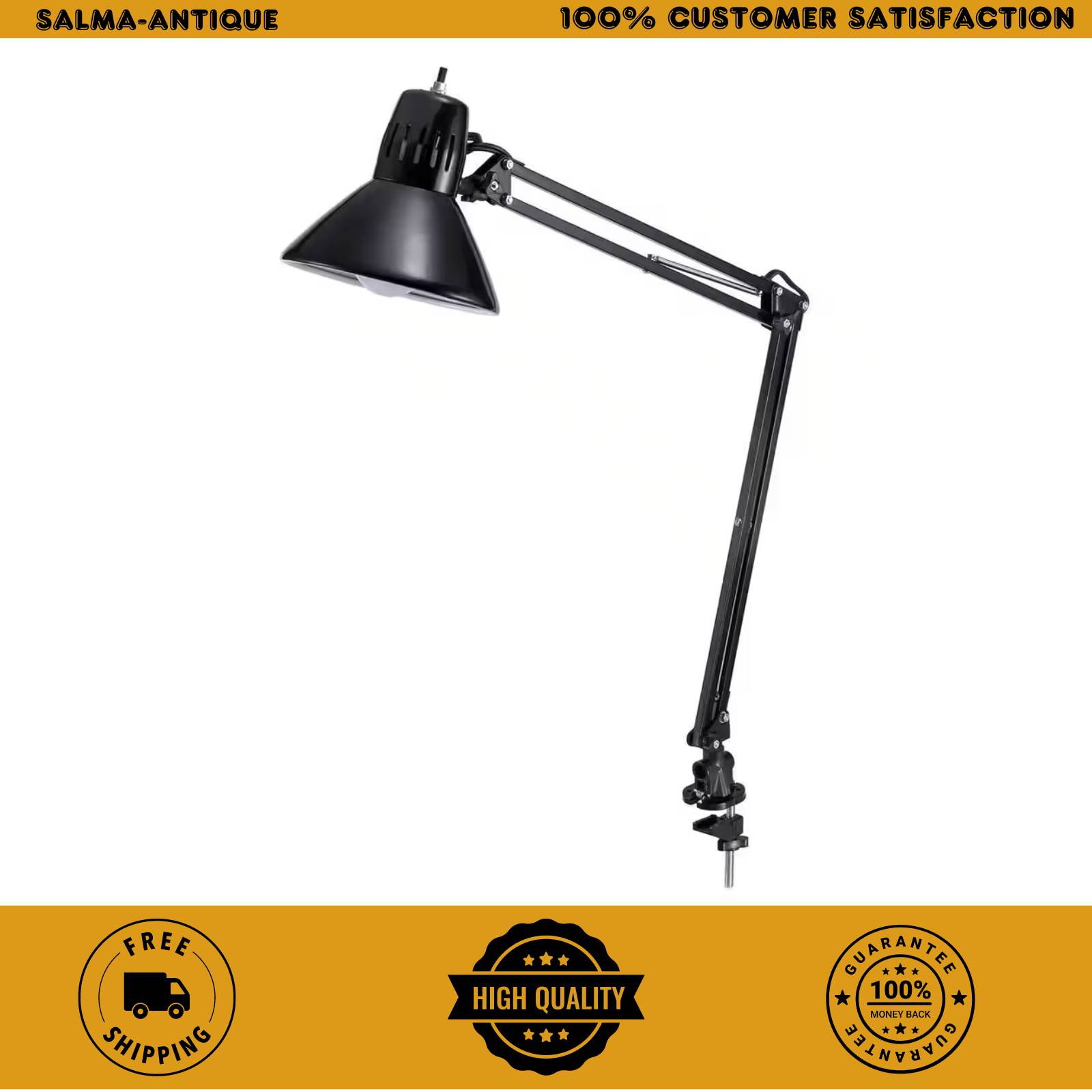 Bostitch 36 Inch LED Swing Arm Desk Lamp with Clamp Mount for Office