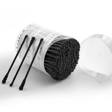 T&K 160 Count Black Disposable Cotton Swabs - Double Tip Scoop & Spiral for... 