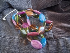 3 Beaded Braclets Purple,  green, blue brown 