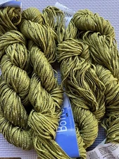 BERROCO Vintage BONSAI Yarn. Bamboo/Nylon Tape Worsted Bright Olive Lot Of 4
