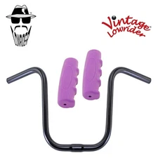 Original Lowrider 11" 25.4 U Handlebar Black 0214 120mm Grips Solid/Purple