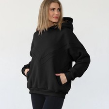 Sweat and Milk Isabella Oversized Nursing Pregnancy Hoodie Black Noir XS Small