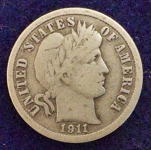 Rare Beautiful 1911-P U.S. Barber Dime (SILVER) KM 113