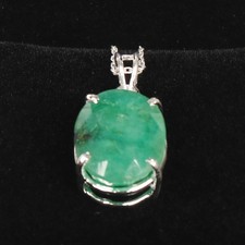 9 Ct. Certified Natural Oval Cut Green Emerald 925 Sterling Silver Pendant