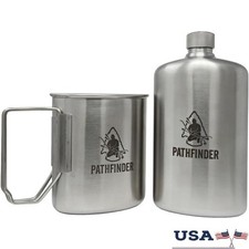 Durable Stainless Steel Nesting Cup & M34 Scout Canteen Camping Survival Gear US