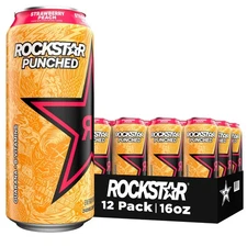 Rockstar Punched Strawberry Peach, 16 fl oz, 12 Pack Cans