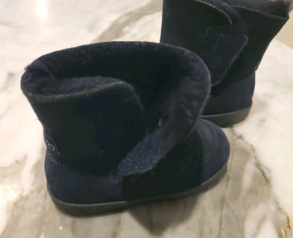 Toddler Falcotto Sheepskin Winter Boots In Dark Blue Size 5