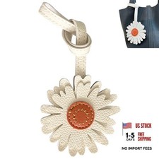 Genuine Leather Flower Decorative Keychain Bag Charm,Purse Charms for White