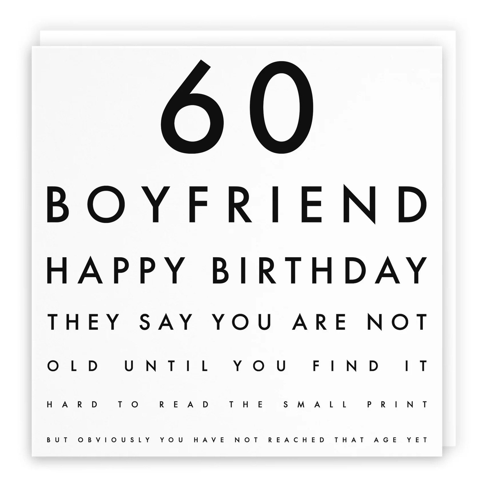 60th Boyfriend Funny Eye Sight Birthday Card Letters
