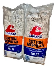 Lot of 2 Lorenz No. 12 Cotton Mop Heads High-Absorption Commercial Quality NEW