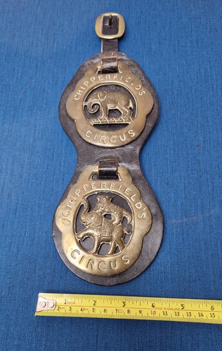 Rare Chipperfield Circus Horse Elephant & Lions Brass On Leather Strap Collector - Bild 11 von 12